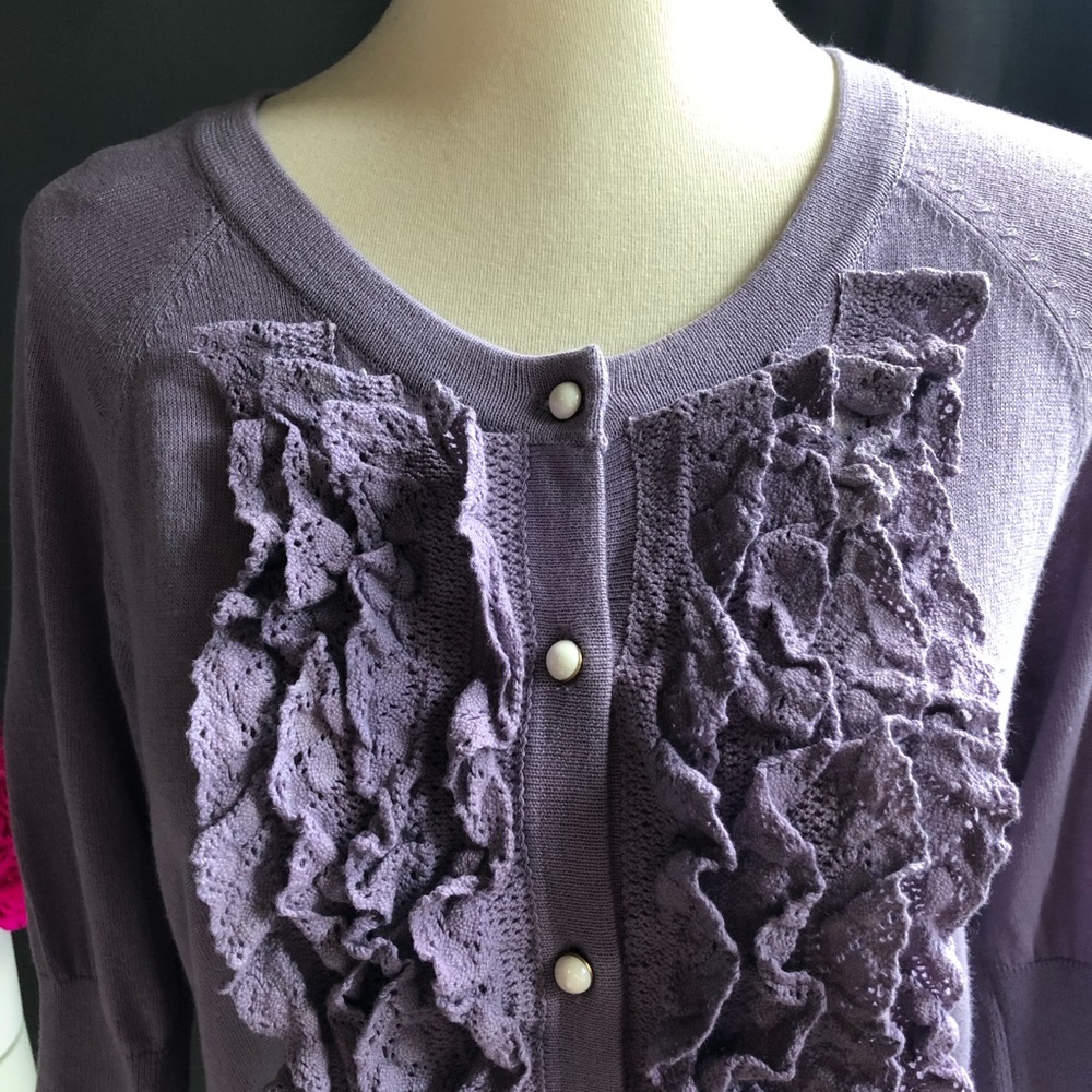 A Wear Purple Ruffle Cardigan - Picture 2 of 5